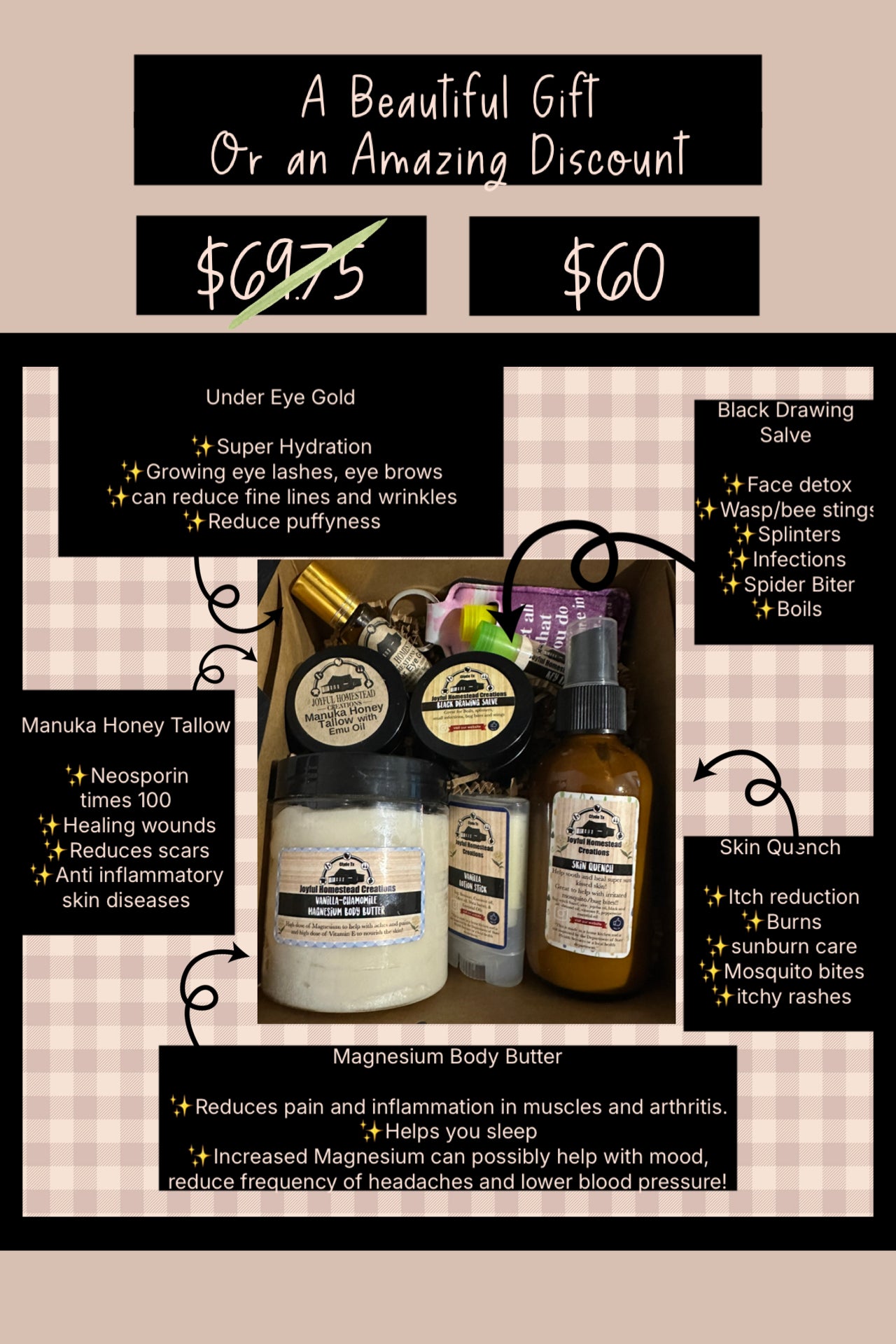 Natural Gift Box Special!! Buy 2 get the 3rd for $30 Message me to customize!!! (Shipped in cooler)