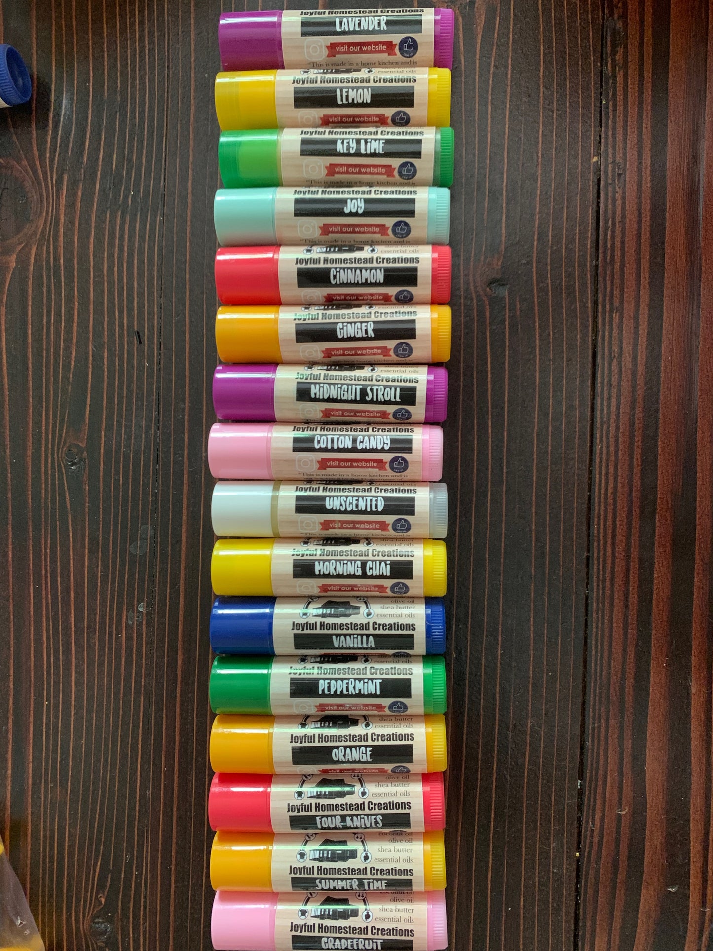 All natural Lip Balms in 16 Essential Oil Scents
