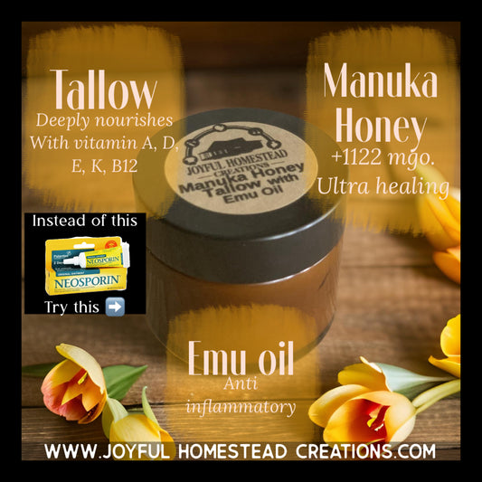 Manuka Honey Tallow with Emu oil All purpose!! Healing wounds & face cream!