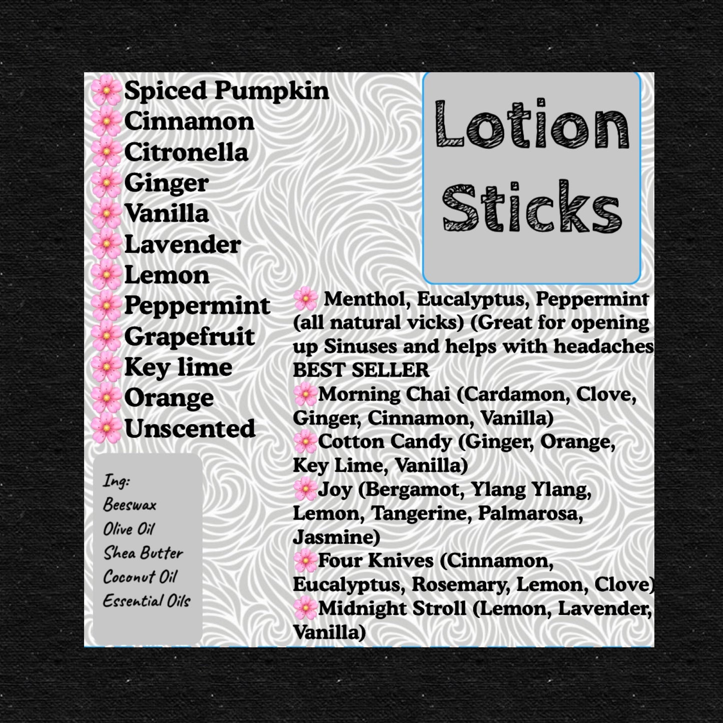 All Natural Lotion Sticks with Essential Oils